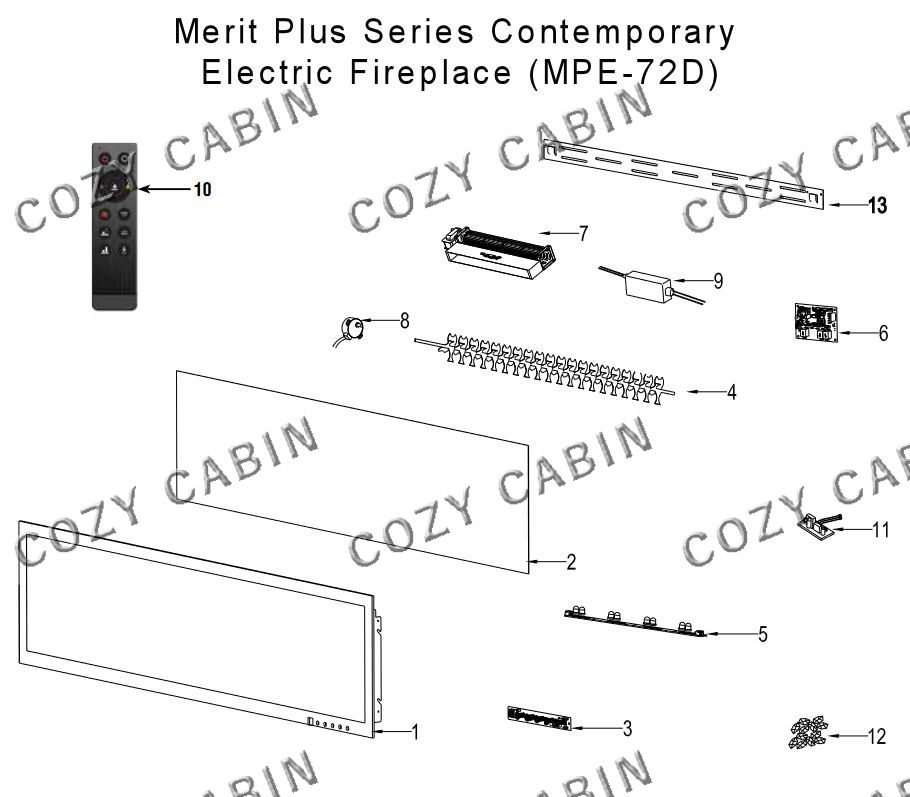 Merit Plus Series Contemporary Electric Fireplace (MPE-72D) #MPE-72D